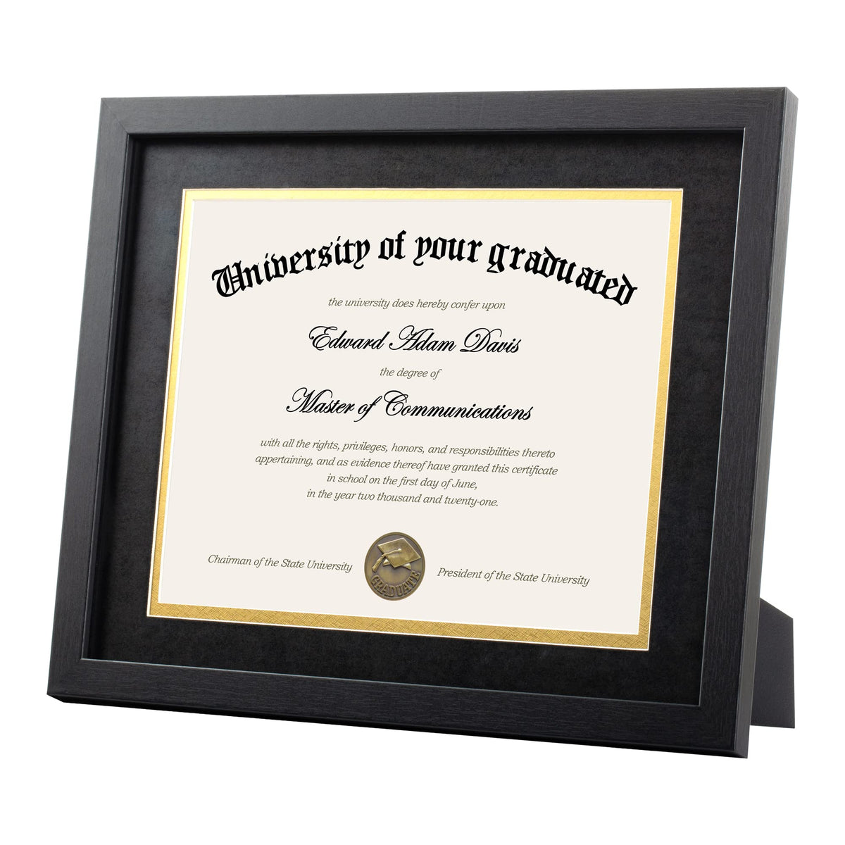 Upsimples black double mat diploma frame for elegant contrast