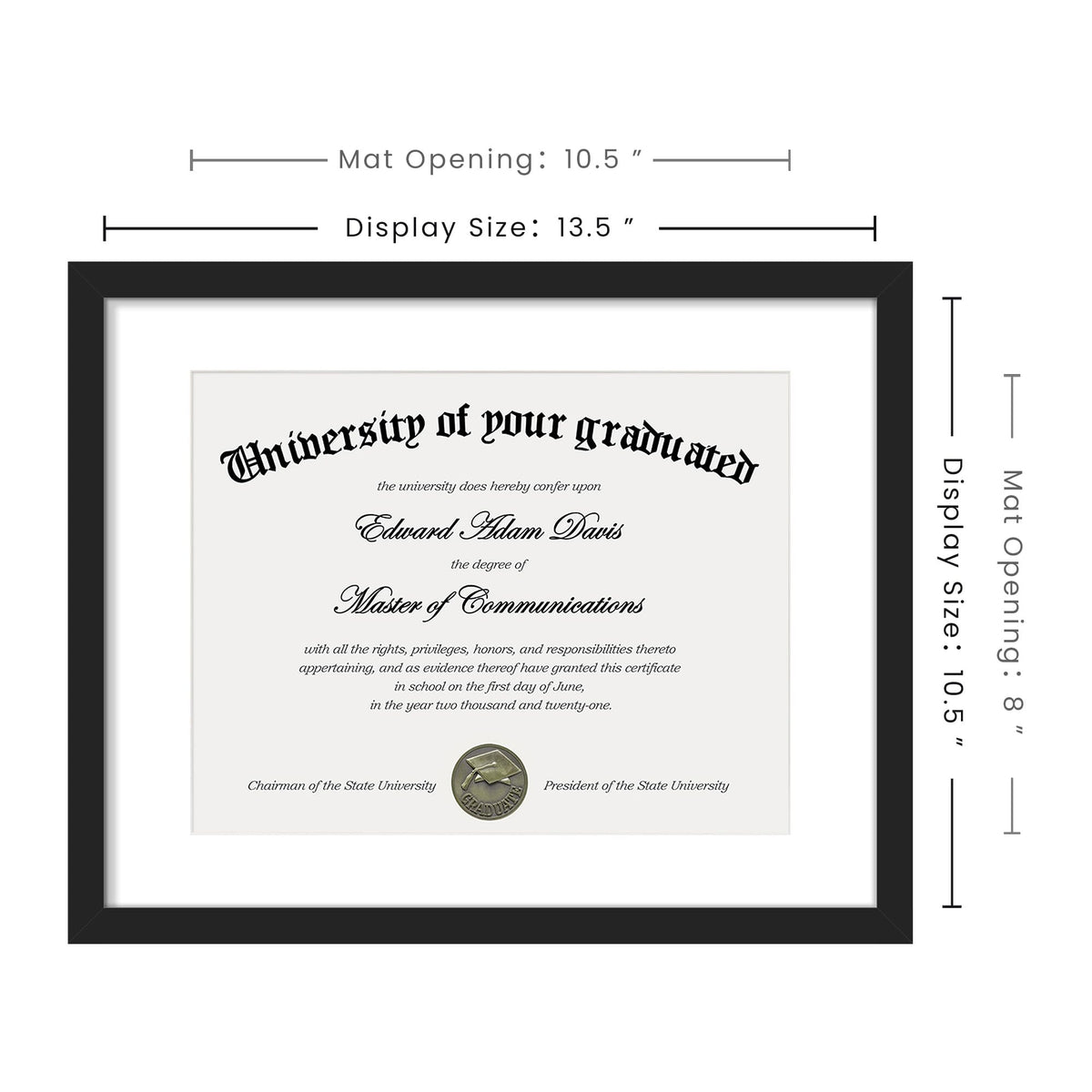 upsimples diploma frame vertical and horizontal display options for flexible mounting.