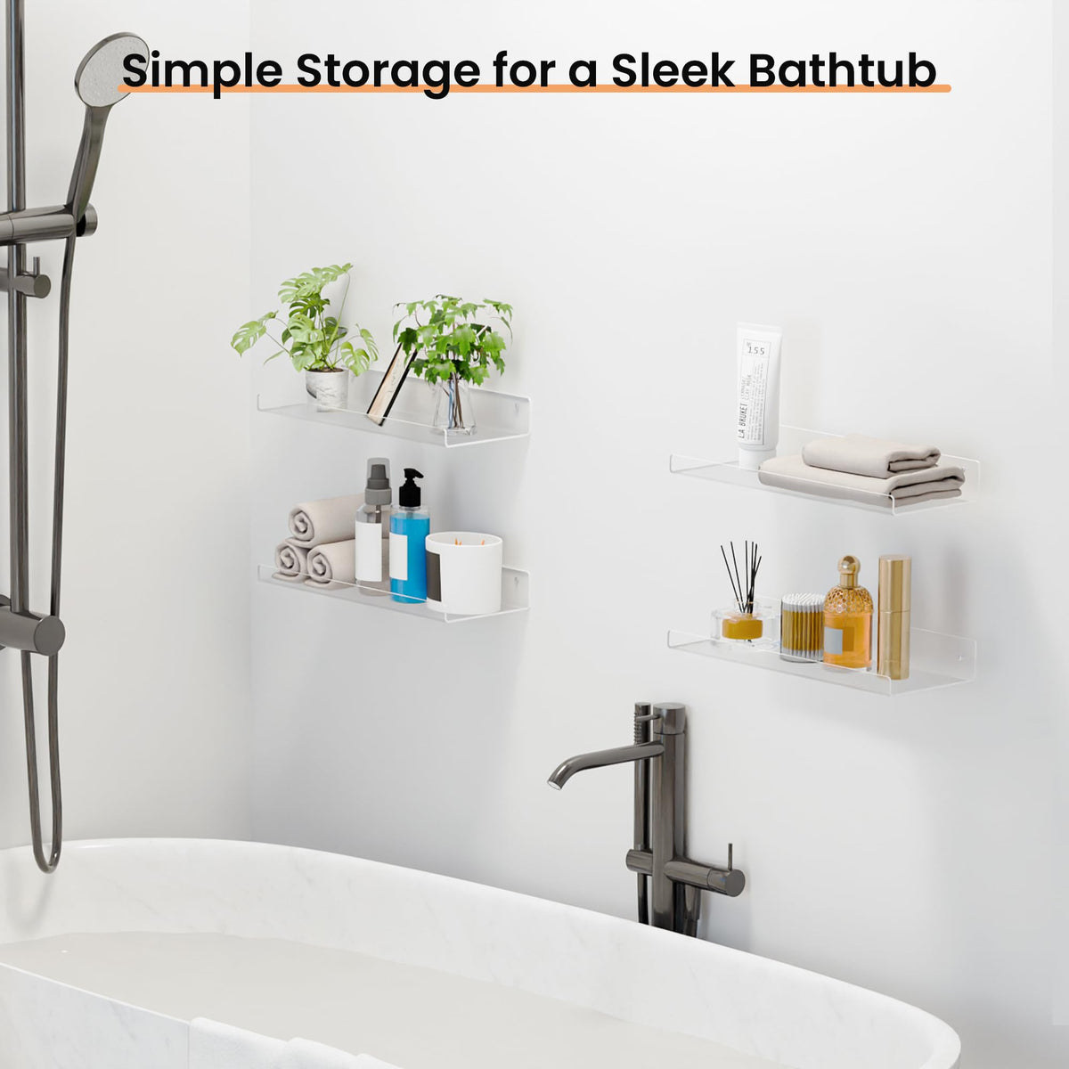 upsimples wall mounted shelves include pre-drilled holes and hardware for quick setup.