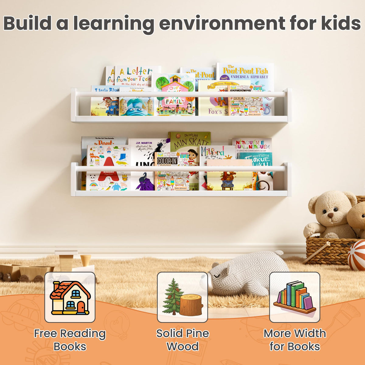 Upsimples extra-wide 4.7-inch deep shelf offers room for more titles per row.
