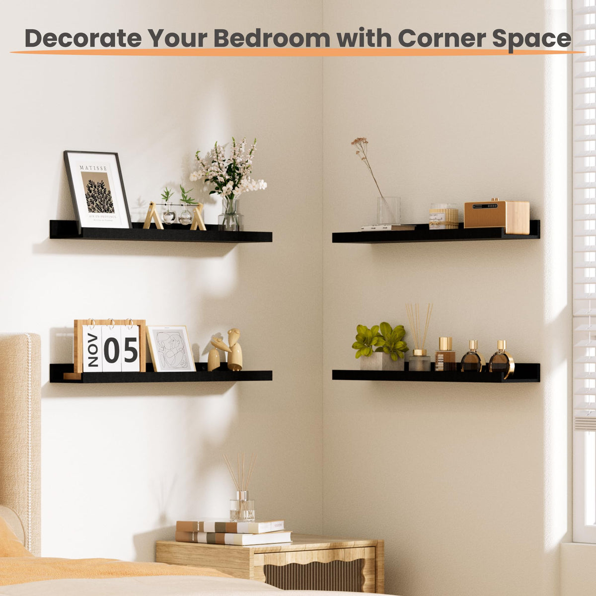 Upsimples finely crafted edges detail highlighting the shelf finish