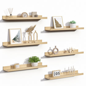 Upsimples six-pack floating shelves mounted on wall for versatile display