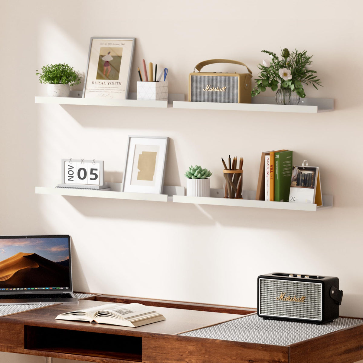 Upsimples floating shelves bathroom display white for toiletries and decor.