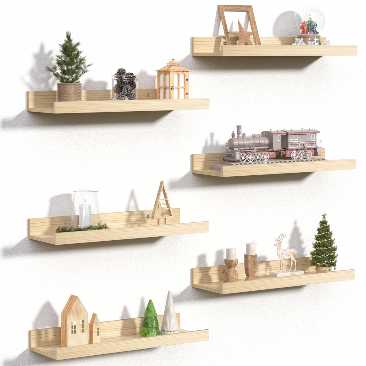 upsimples floating shelves centerpiece for room decor in natural wood to display items