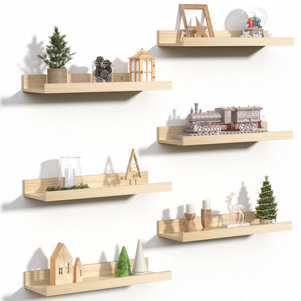upsimples floating shelves centerpiece for room decor in natural wood to display items