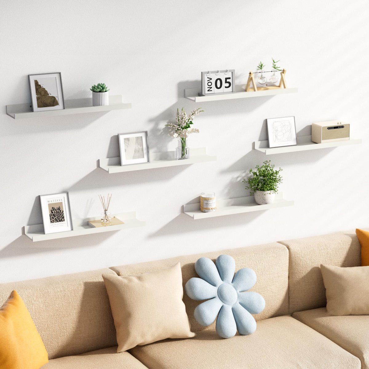 Upsimples floating shelves kitchen storage white for spices and cookware.