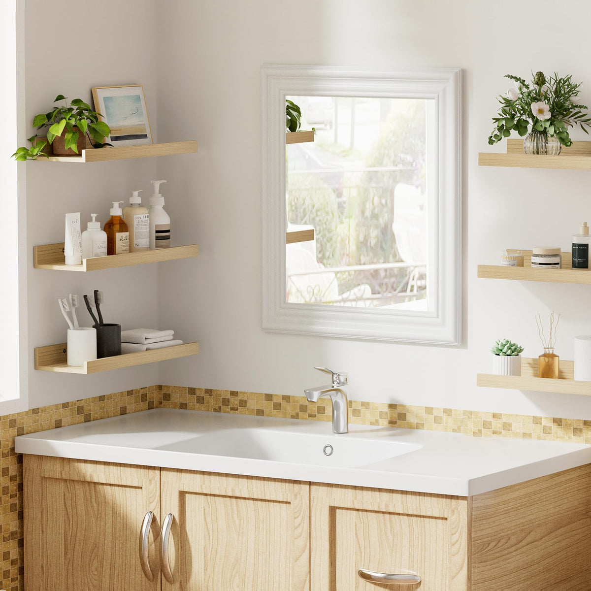upsimples floating shelves natural wood finish complements any room style