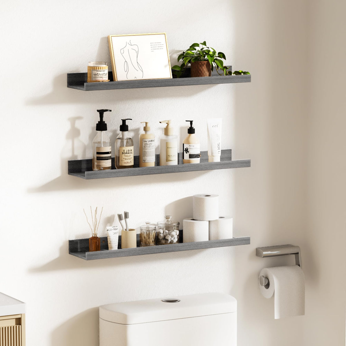 Upsimples floating shelves various-rooms-use ideal for bathroom, kitchen, or living areas