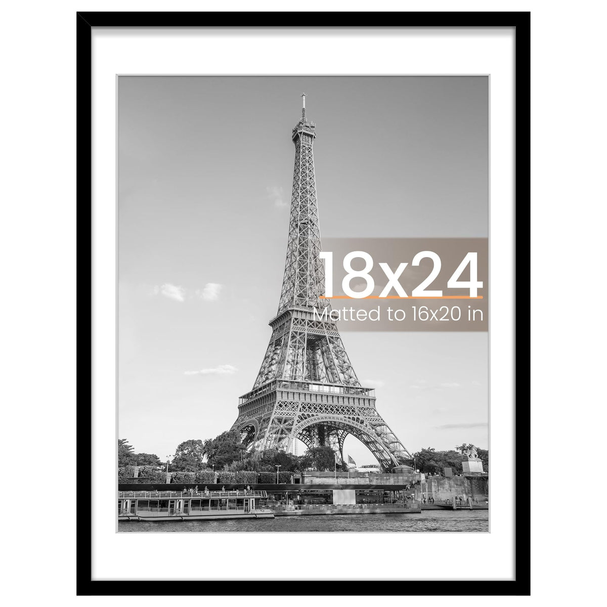 upsimples frame front view with black finish and clear display for posters