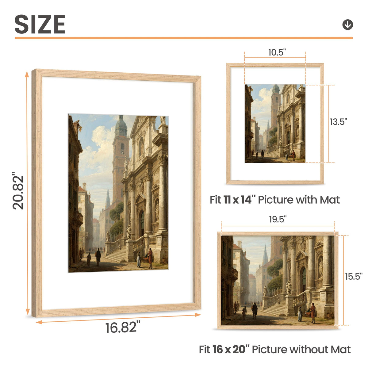 Upsimples mat-in frame shows 11x14 photo area with safe display.