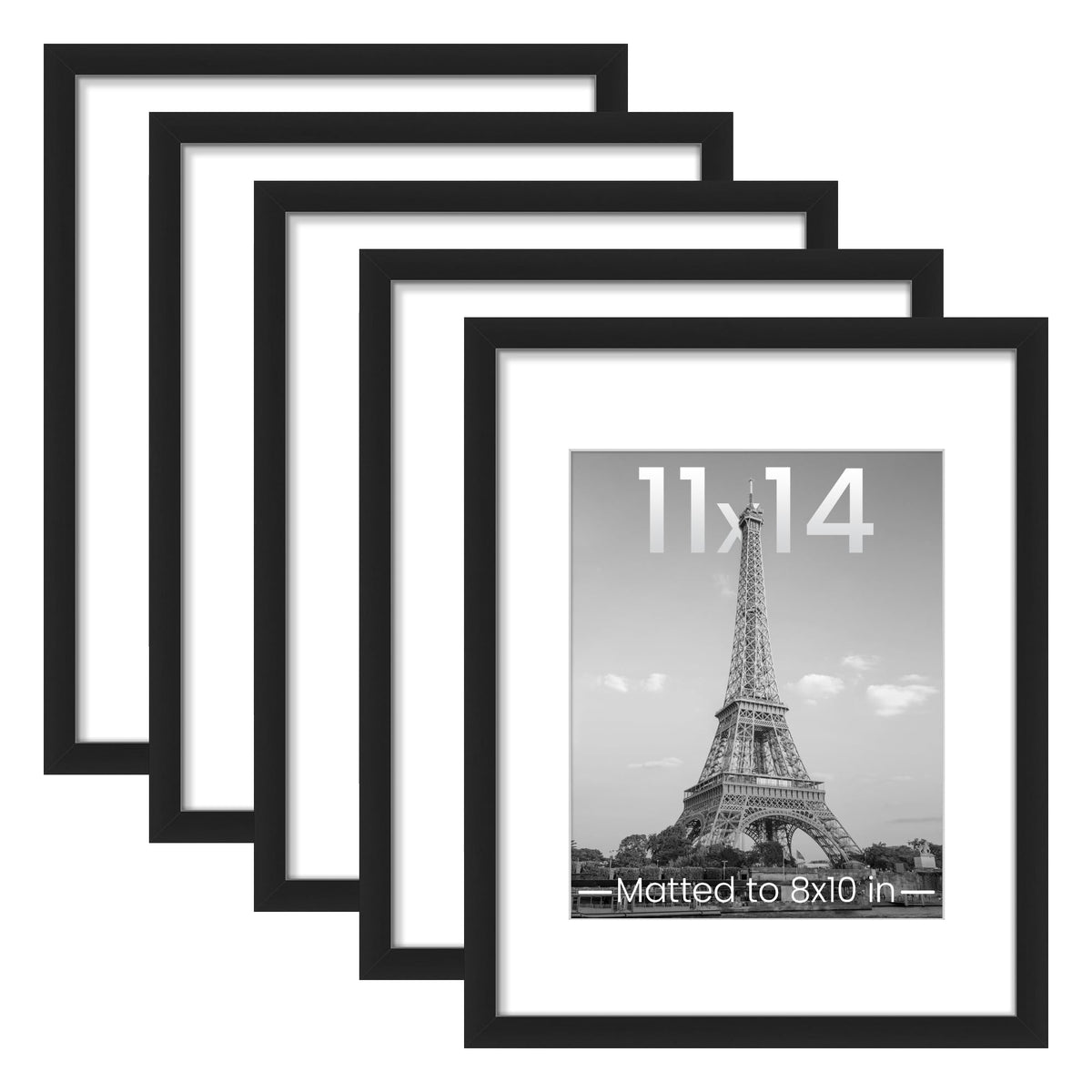 upsimples frames 11x14 set of 5 black for a coordinated wall gallery display in a modern living room