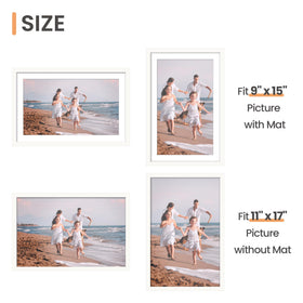 upsimples HD plastic cover protects photos with clear viewing in white frames.