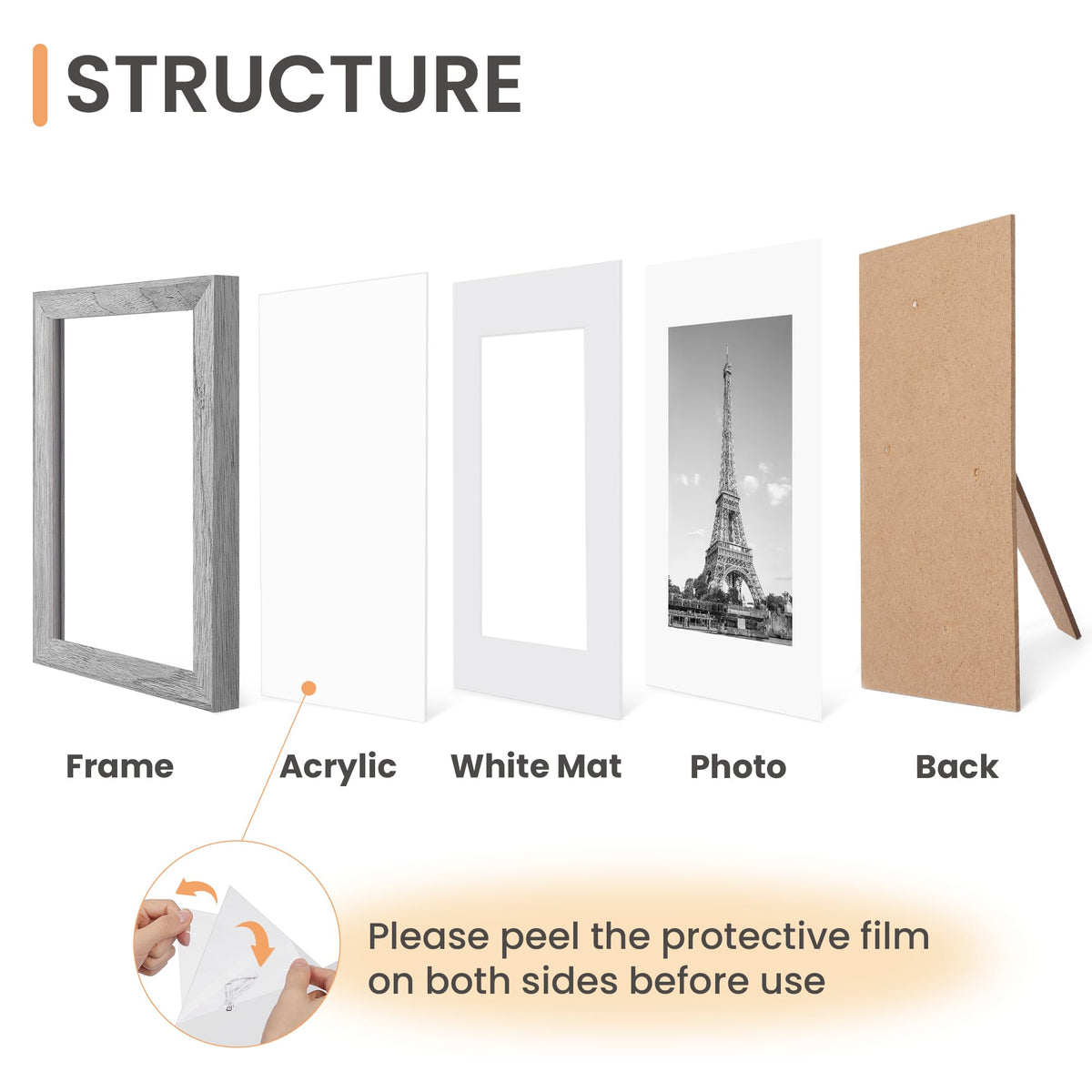 upsimples frame with crisp acrylic protection keeps photos dust-free.
