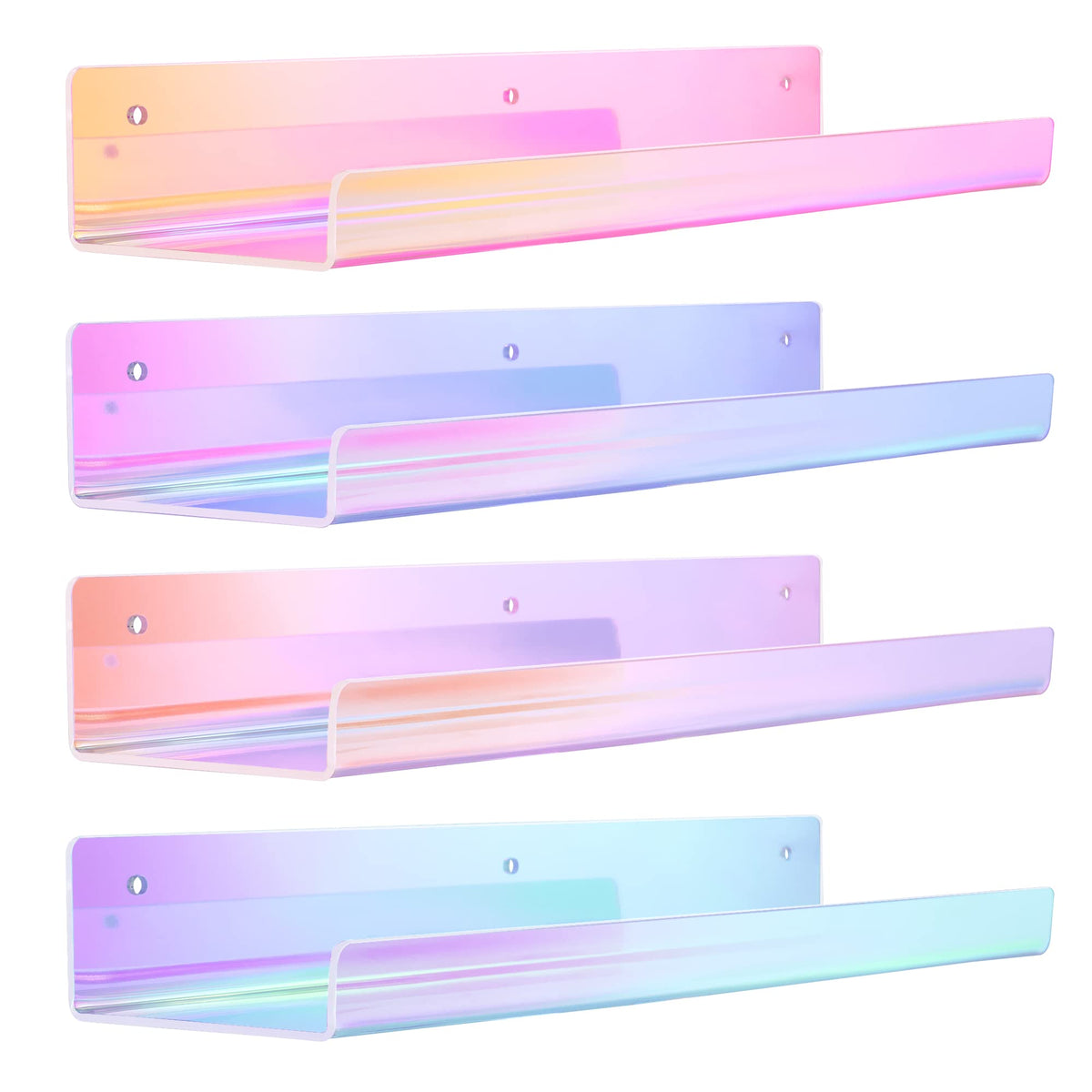 Upsimples iridescent wall shelf with rainbow reflections for stylish wall décor