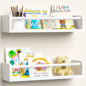 upsimples nursery book shelves 15-7-inch white with front-facing display for easy book selection.