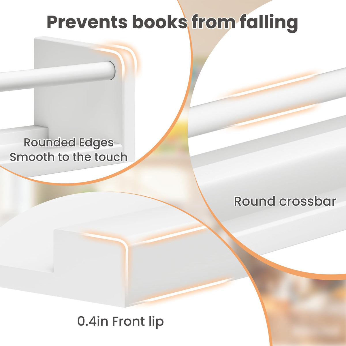 upsimples extra-wide 4.7-inch-deep shelves provide room for more books per row.