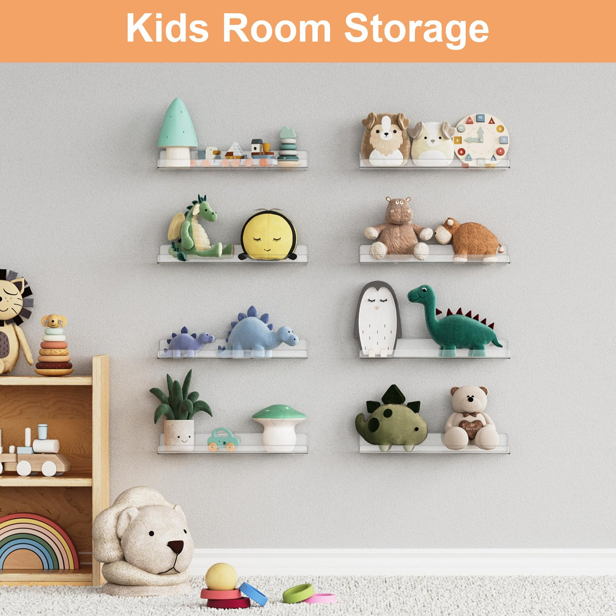 upsimples nursery craft room display shelves help organize supplies.