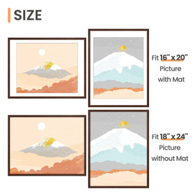 Upsimples frame back with easy mounting supports vertical or horizontal hanging.
