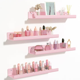 upsimples pink acrylic floating shelves 15-inch four-pack for stylish space-saving display