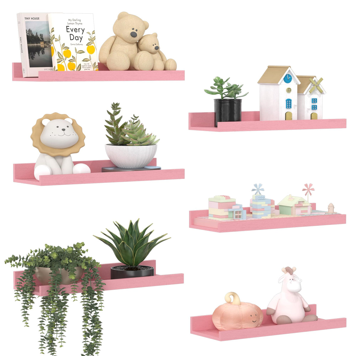 Upsimples pink wall shelves assembly show easy mounting for a tidy living space