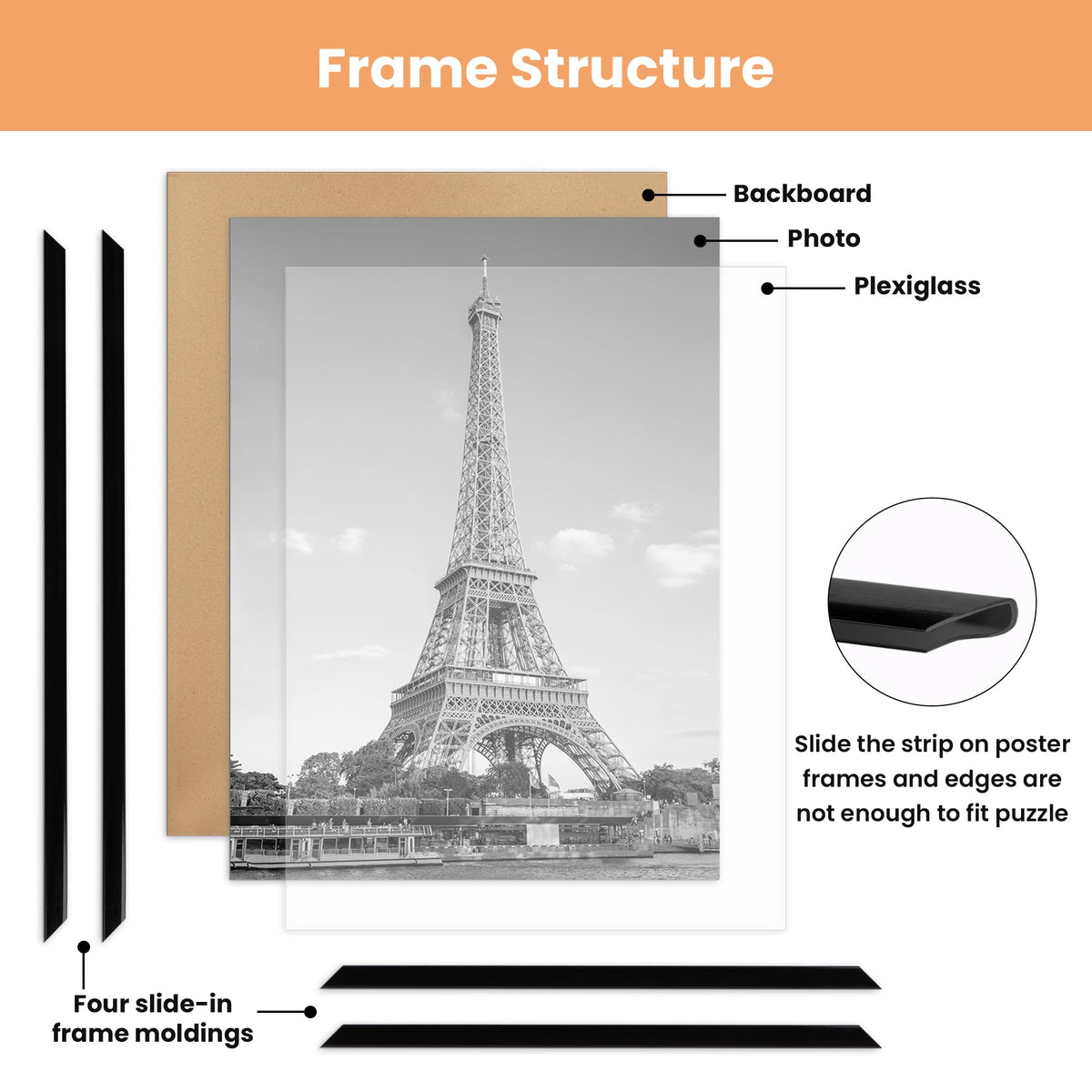 upsimples poster frame 22-375x34 back with two hangers for mounting