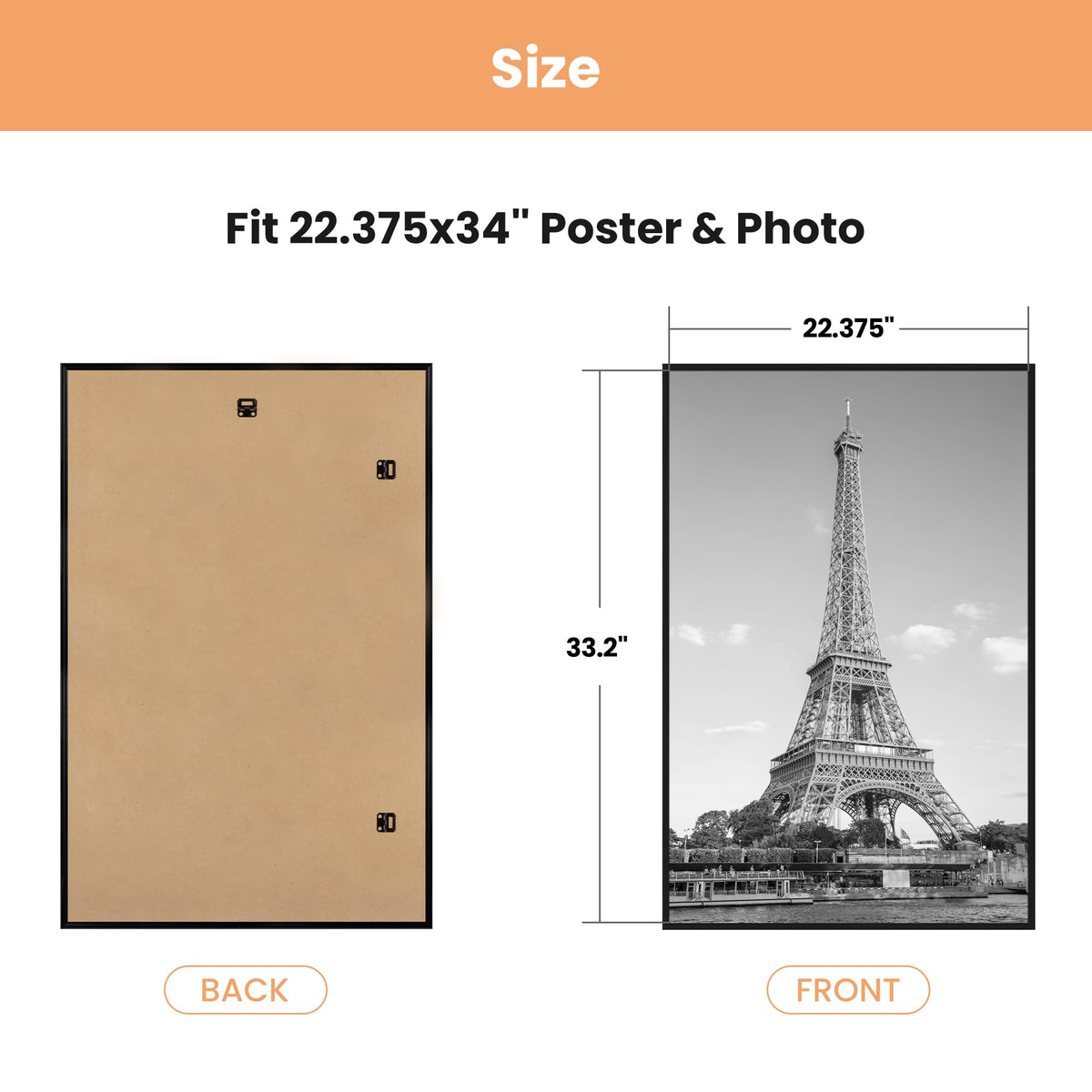upsimples poster frame 22-375x34 vertical mount for portrait layouts