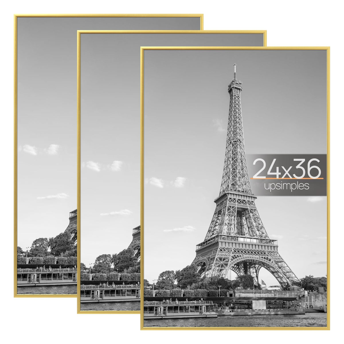 Upsimples 24x36 gold poster frame front view for gallery displays