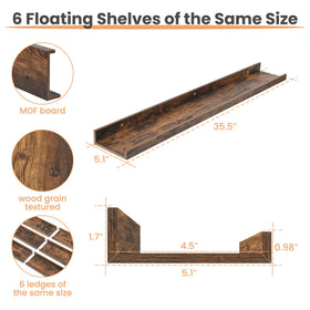 upsimples six-pack-shelves-extended-71in: long display for photos and decor.