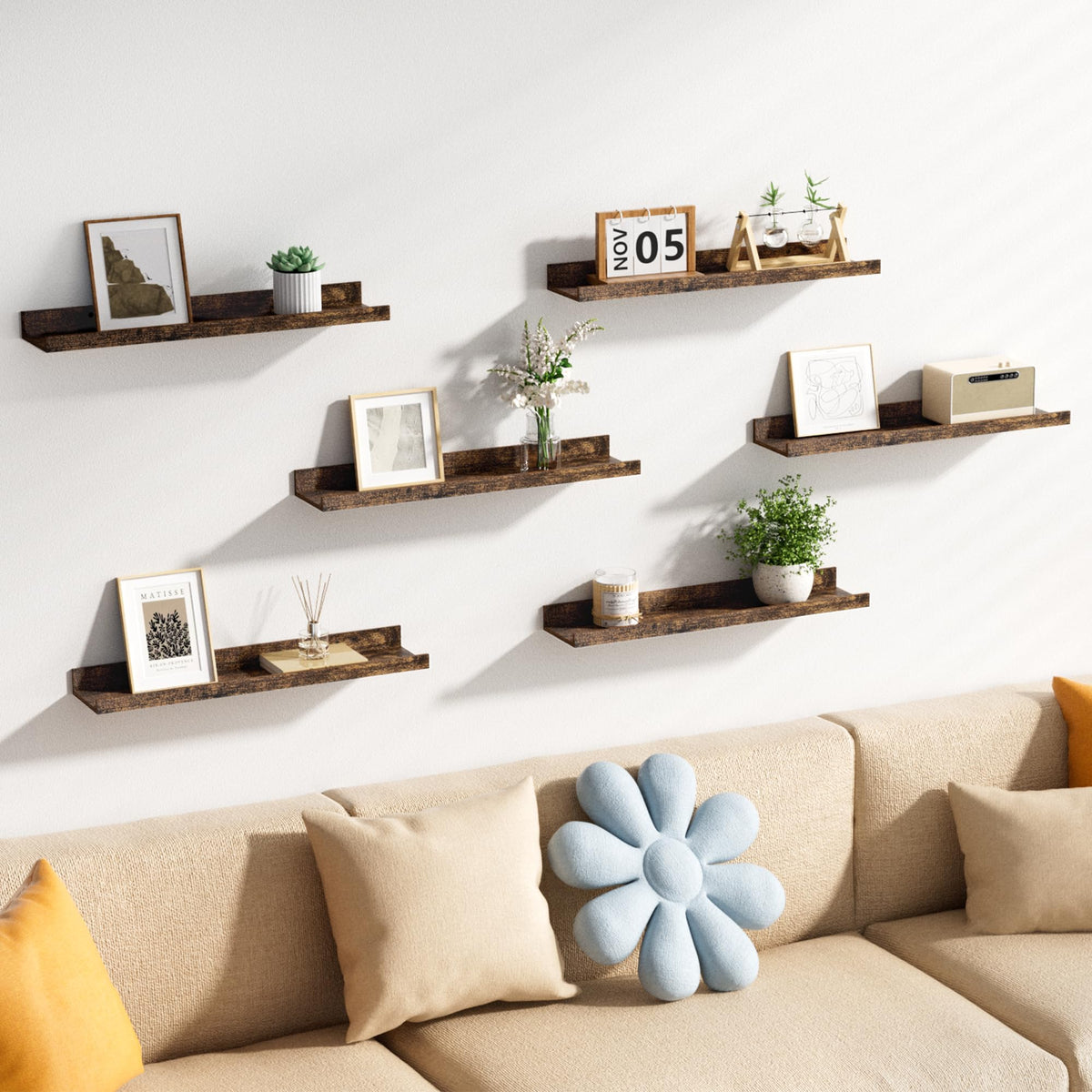 Upsimples six-pack wall shelves configuration offers versatile layouts up to 47 inches.
