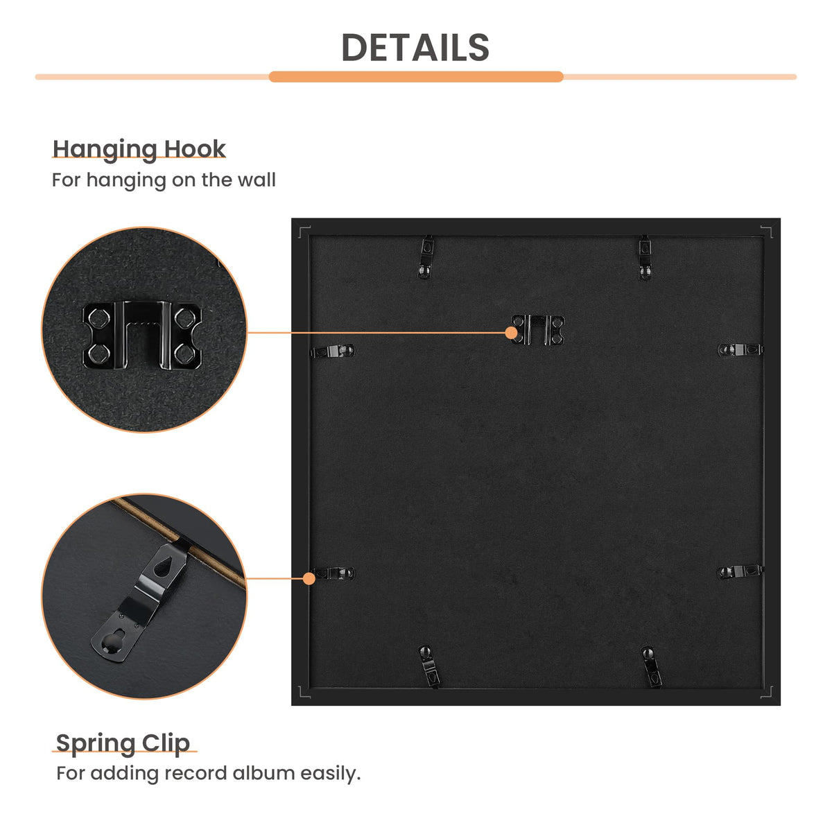 upsimples spring clip closeup, easy insert for quick vinyl display.