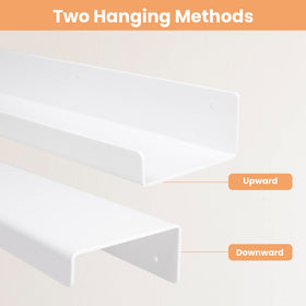 Upsimples thick acrylic shelves are durable and sturdy.