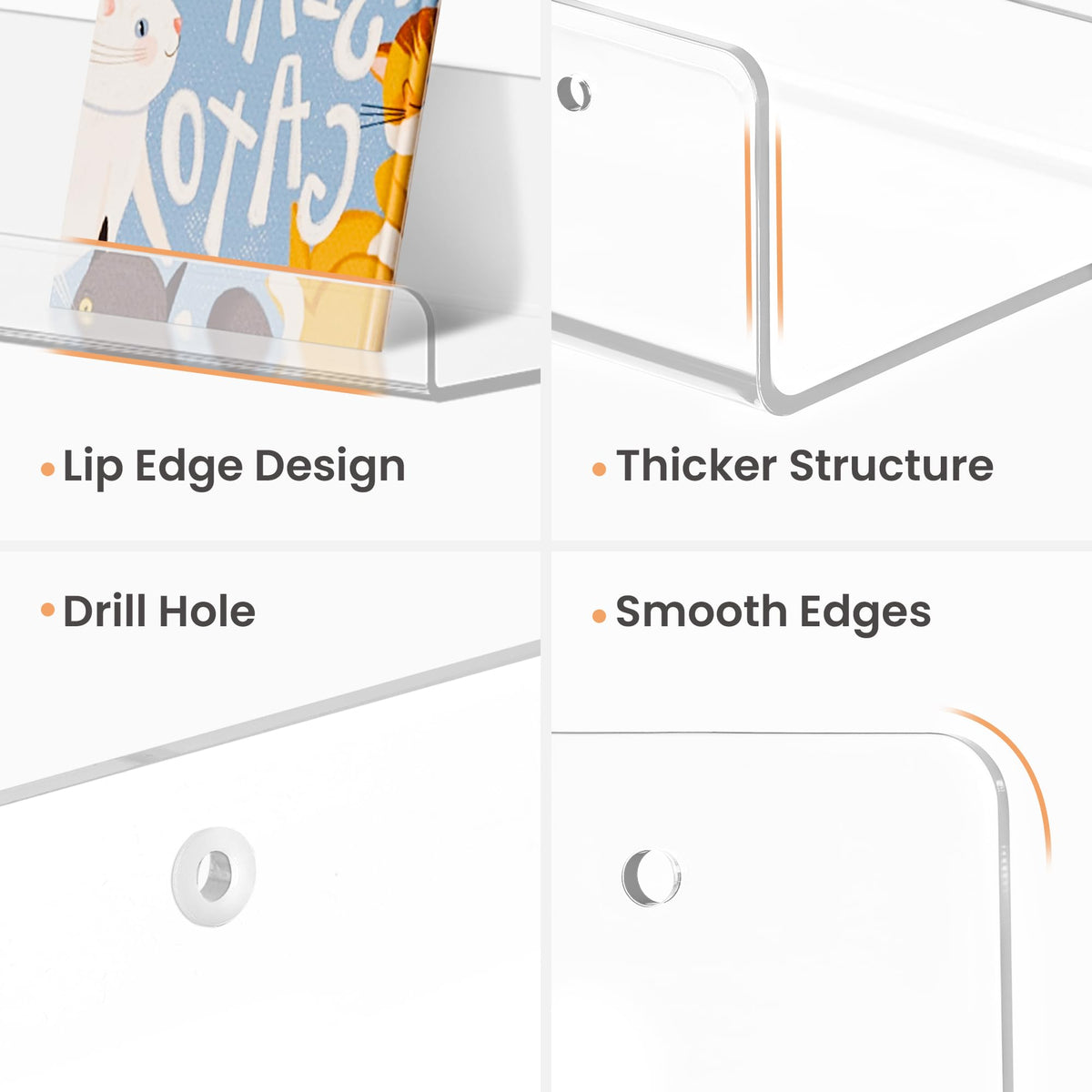 upsimples transparent wall shelves with lip prevent items from falling