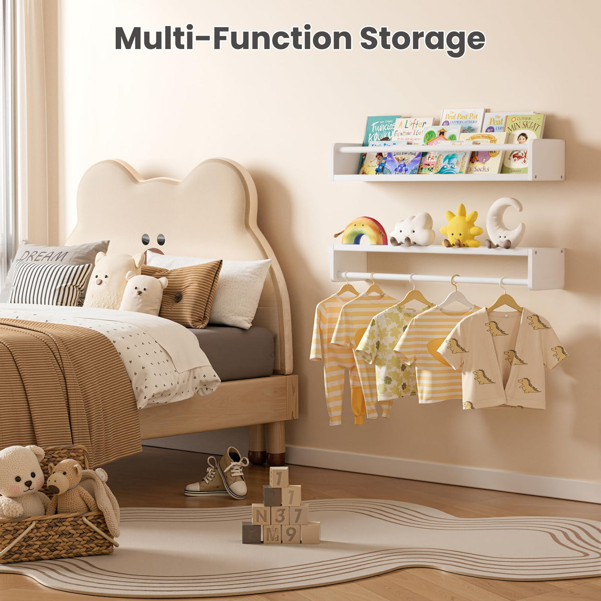 Upsimples two sizes and color options help you tailor a wall display.