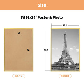 Upsimples frame on wall displaying photos and prints.