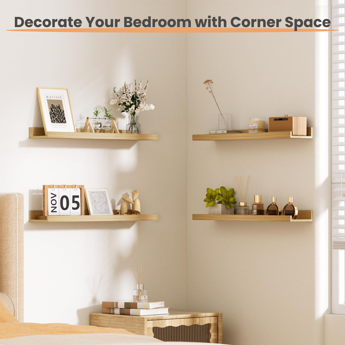 Upsimples bathroom-friendly wall shelves keep items stable and accessible