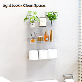 upsimples clear acrylic shelves, sturdy up to 8 lbs for bathroom essentials.