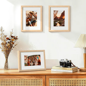 upsimples wall or tabletop decor setup with natural wood frames