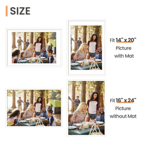 upsimples white frame supports vertical or horizontal hanging.