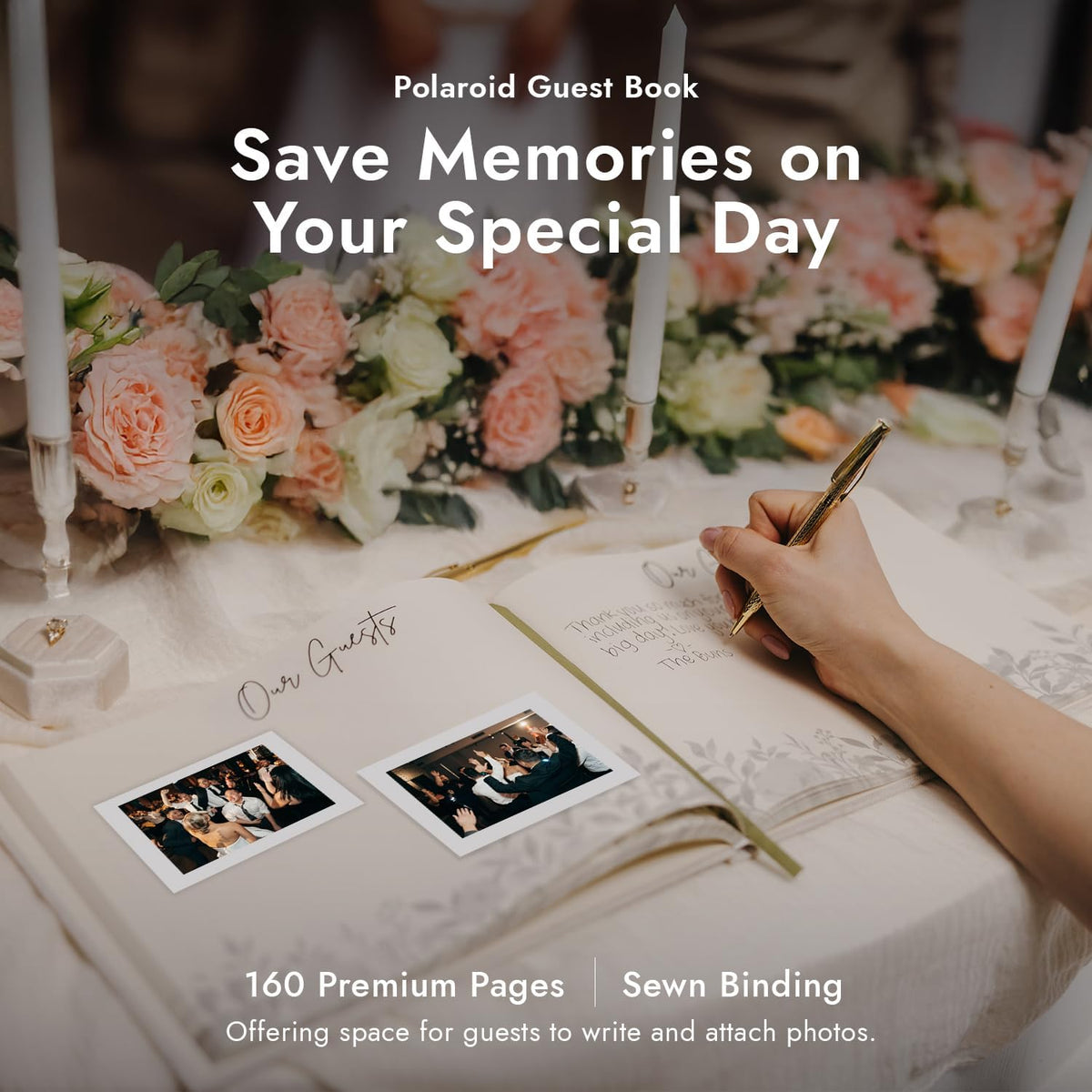 Upstart Decor ribbon bookmark and 160 pages in the guest book.