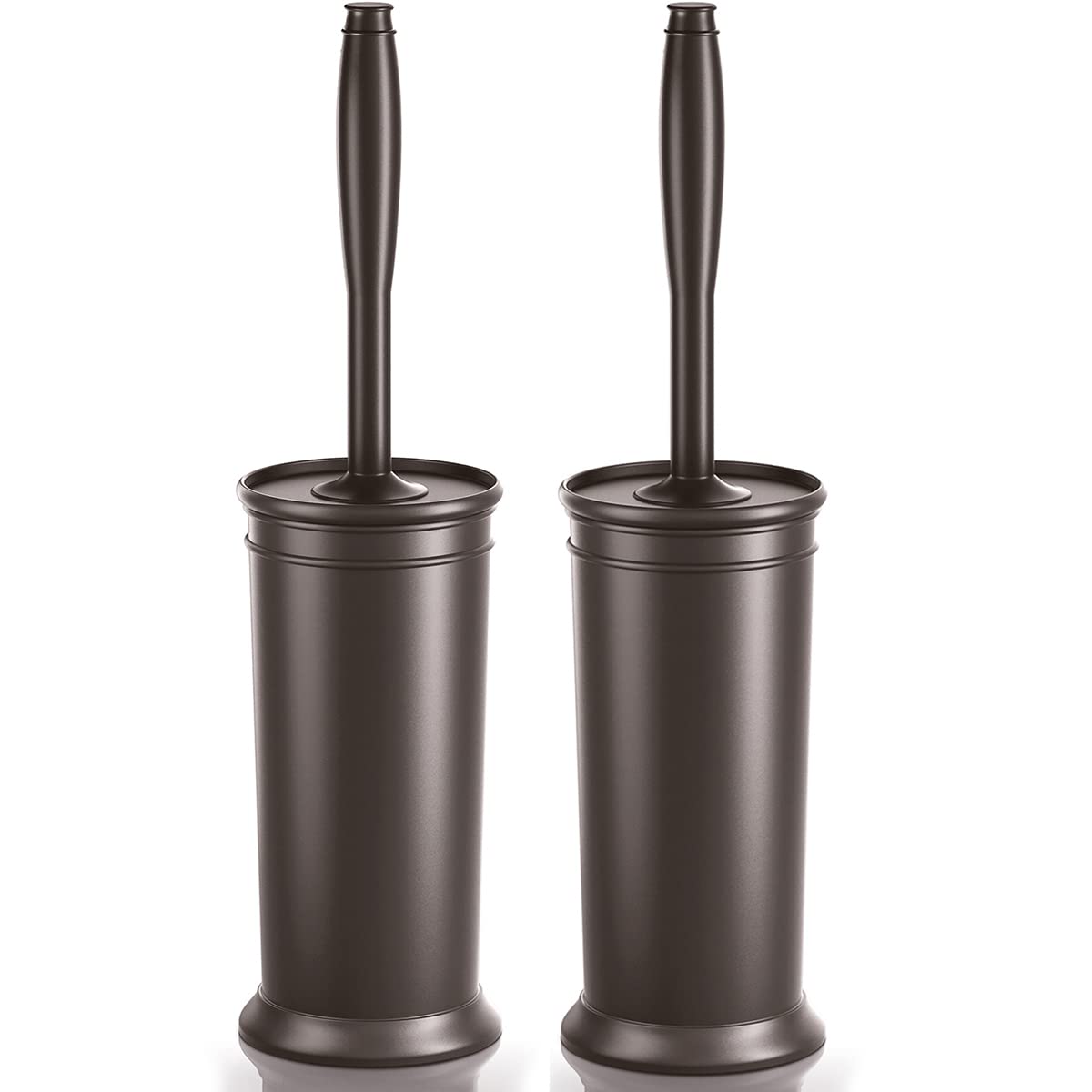 Uptronic bronze-finish toilet brush with holder conceals the head for a tidy bathroom