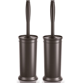 Uptronic bronze-finish toilet brush with holder conceals the head for a tidy bathroom