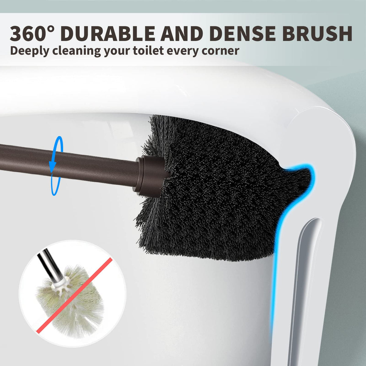 Uptronic brush with dense bristles cleans hard-to-reach areas effectively