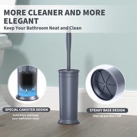 Uptronic covered holder with drainage keeps brush hidden and surfaces dry.