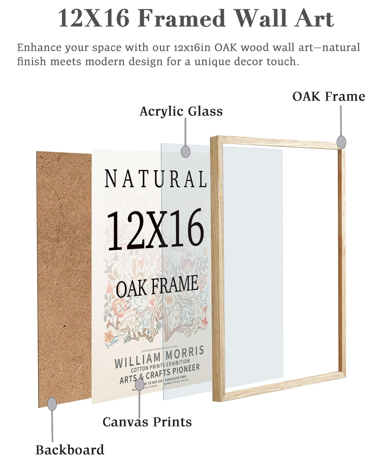 UPWOIGH tailored-fit 12x16 frame secures large prints with elegance.