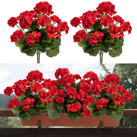 Uqueeten geranium red flower branch full-length for indoor or outdoor displays.