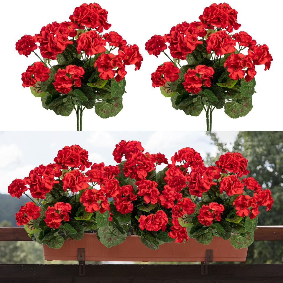 Uqueeten geranium red flower branch full-length for indoor or outdoor displays.