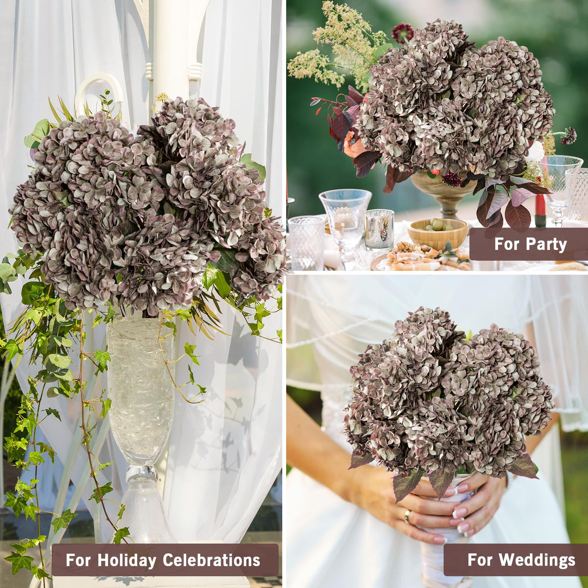 Uqueeten hydrangea stems with adjustable length for DIY displays
