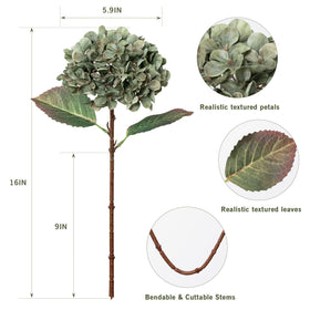 Uqueeten hydrangea leaves reveal realistic veins and subtle sheen for natural look.