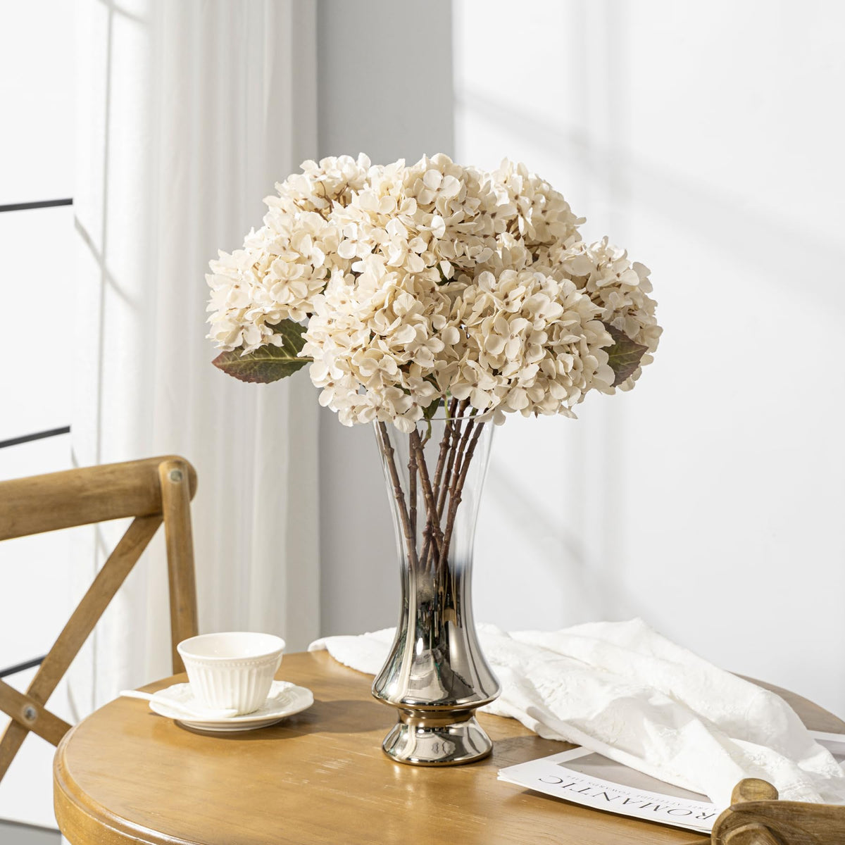 Uqueeten hydrangea stems white with eight branches for lush arrangements.