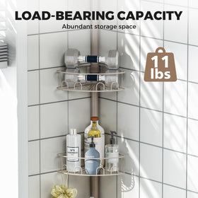 Urackify bathroom storage in the shower keeps essentials within reach.